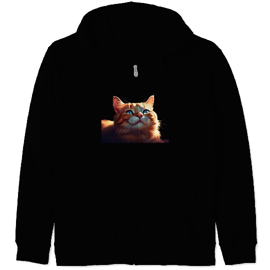 A Cute Orange Cat Zip Hoodies