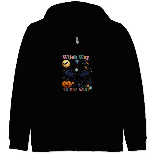 Witch Way to the Wine Zip Hoodies