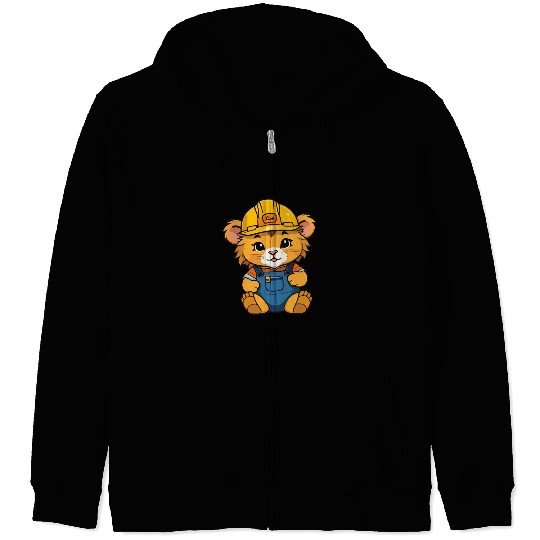 baby lion as construction worker Zip Hoodies