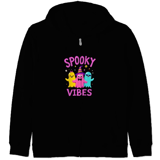 Spooky Vibes Halloween Ghost Party Fun Zip Hoodies