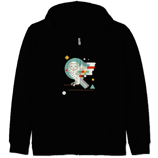 Geometric Owl -Modern Colorful Animal Illustration Zip Hoodies