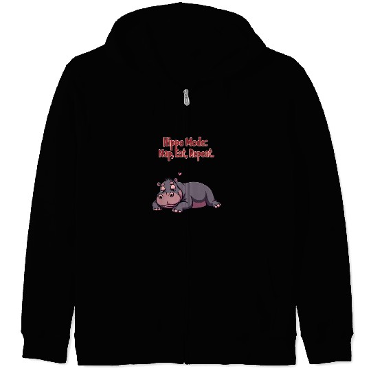 Hippo Lifestyle : Nap, Eat, Repeat. Zip Hoodies