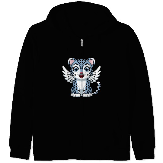 Blue tiger cat with angel wings dreamlike Zip Hoodies