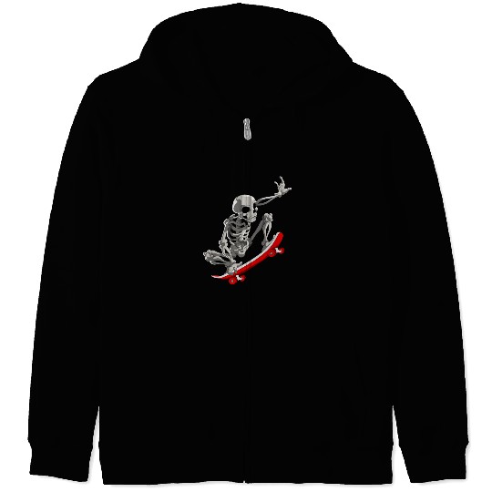 Skateboarding Skeleton Halloween Skater Skateboard Zip Hoodies