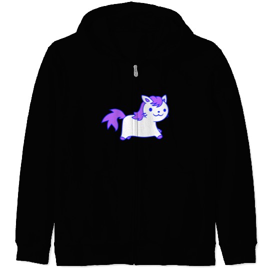 Little Pony Cat Face Little Small Horse Riding Fun Zip Hoodies