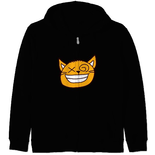 Crazy Cat Weird Funny Eyes Cool Grimace Cartoon Zip Hoodies