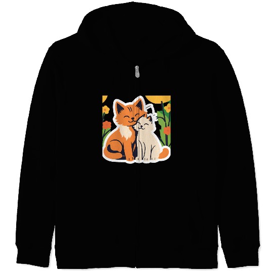 3d cat dou sweet and joyful Zip Hoodies