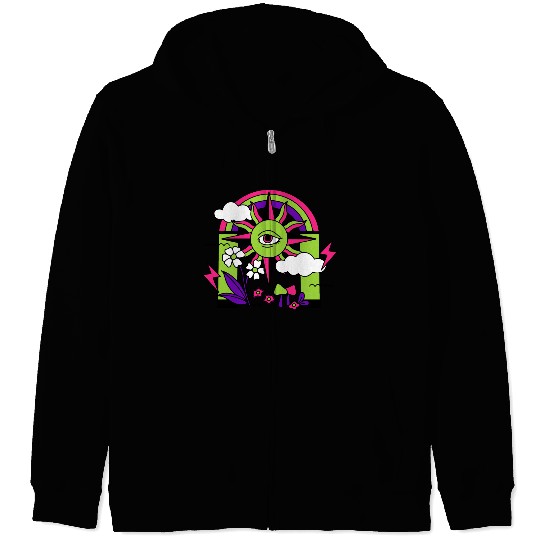 Pink ve Green Psychedelic I Need Space Zip Hoodies