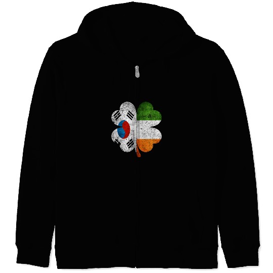 Korean Irish Shamrock South Korea Ireland Flag Zip Hoodies