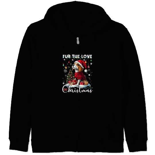 Beagle Christmas Tree Lights Decorations Dog Lover Zip Hoodies