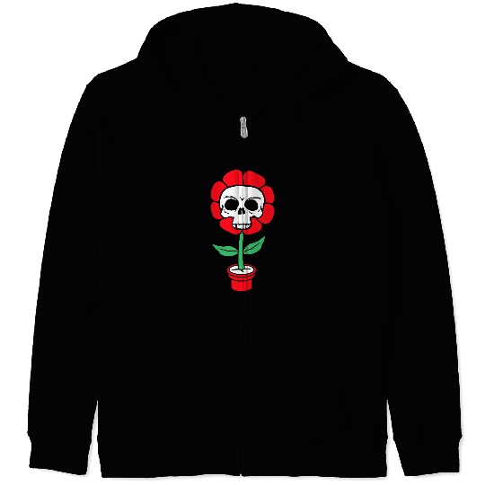 Evil Skull Flower Horror Halloween Skeleton Head Zip Hoodies