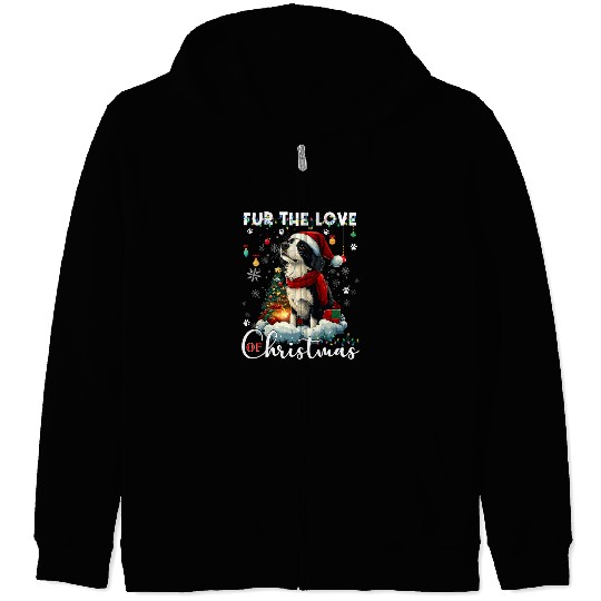 Border Collie Christmas Tree Decorations Dog Lover Zip Hoodies