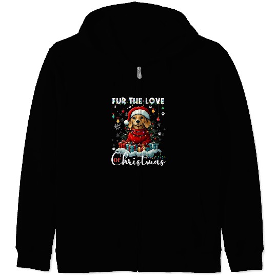 Dachshund Christmas Tree Lights Decorations Dog Zip Hoodies