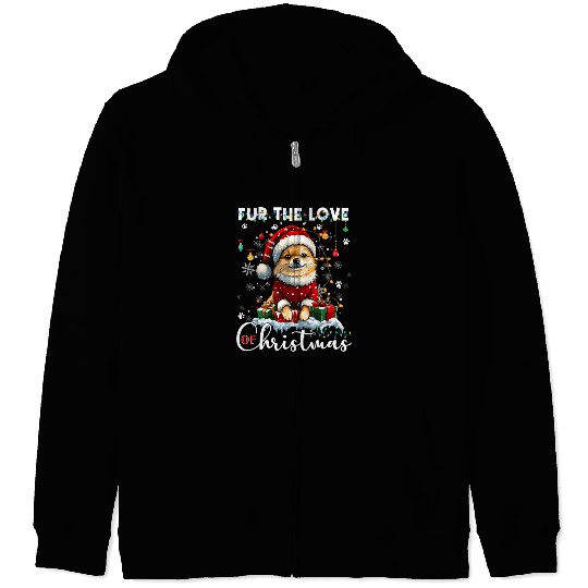Pomeranian Christmas Tree Decorations Dog Lover Zip Hoodies