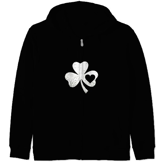 Green St Patricks Day Irish Patty's Heart Shamrock Zip Hoodies
