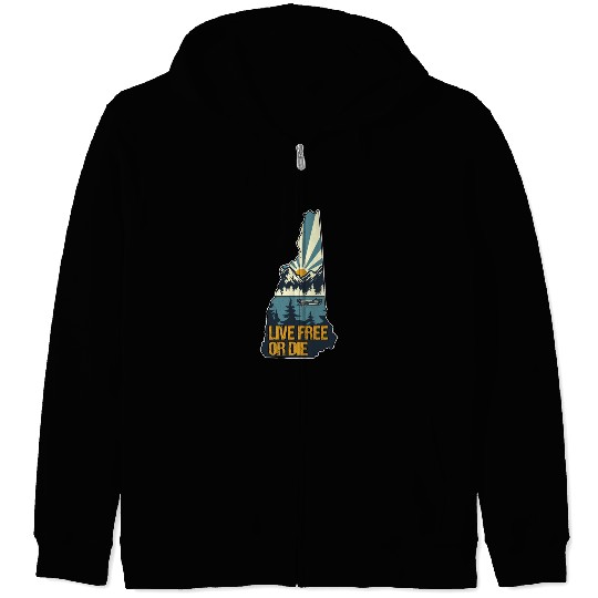 Live Free or Die Retro New Hampshire Nature Zip Hoodies