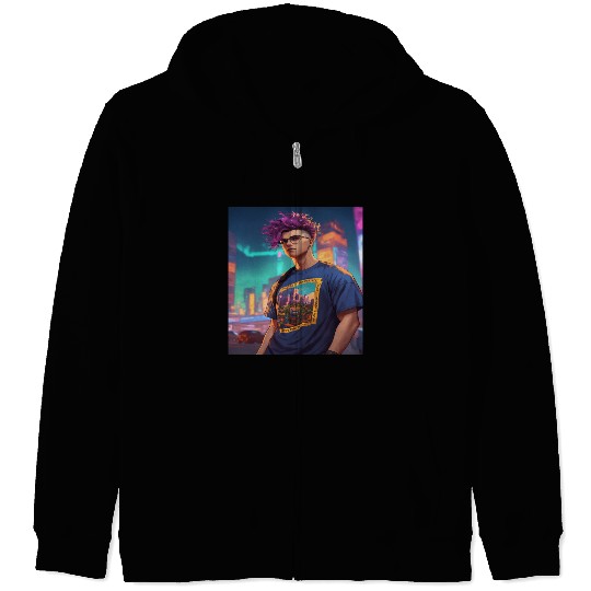 Edgy Cyberpunk Zip Hoodies with Neon Vibes"