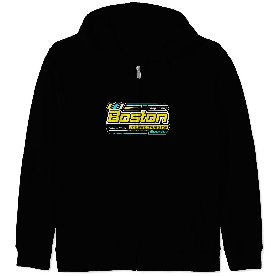 Stay Strong Boston Massachusetts City Yellow Zip Hoodies