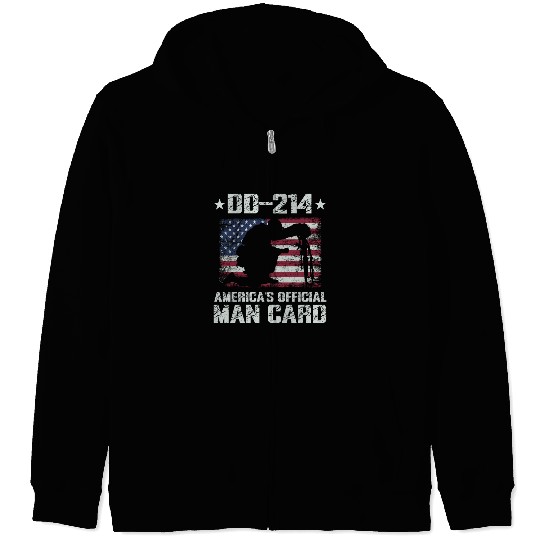 DD-214 America's Official Man Card Veteran Pride Zip Hoodies
