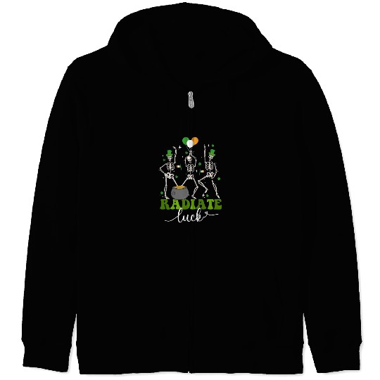 Skeleton Radiate St Patricks day shamrock Zip Hoodies