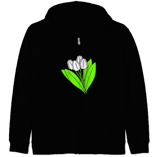 White Tulips Bouquet Spring Summer Beauty Flowers Zip Hoodies