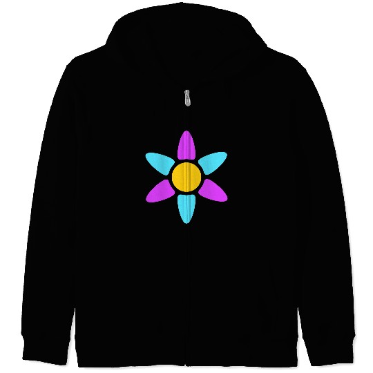 Small Daisy Flower Decorative Yellow Purple Design Zip Hoodies