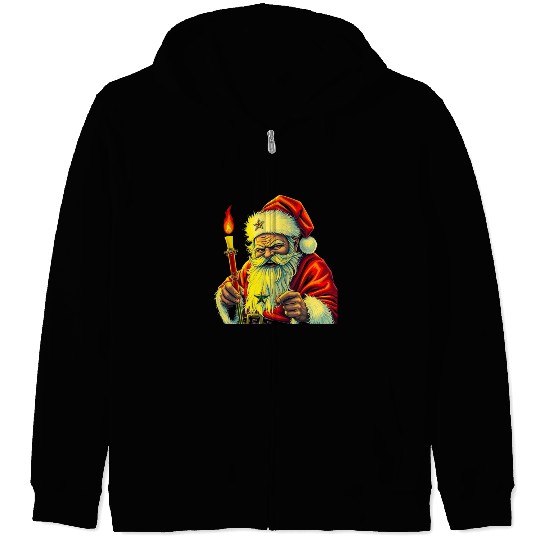Gothic Mystic Santa Art Zip Hoodies