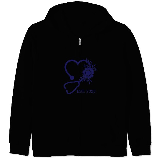 NAVY STETH FLOWER Zip Hoodies