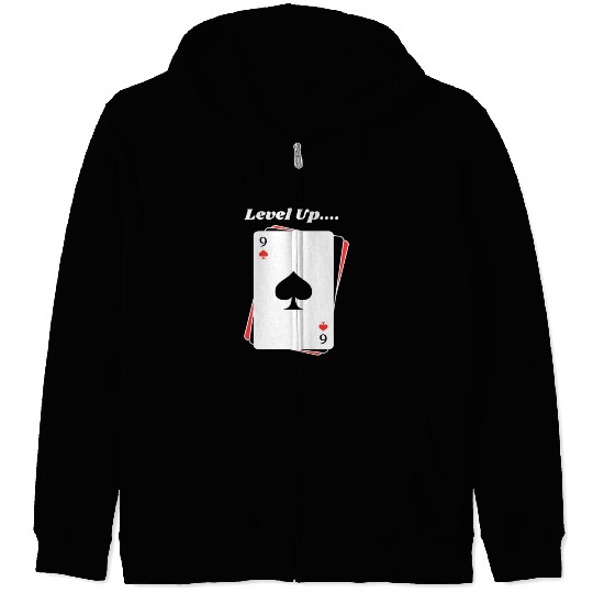 BLACK Men Zip Hoodies For Game Card lovers - LEVEL UP