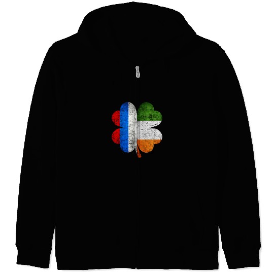 Russian Irish Shamrock Russia Ireland Flag Zip Hoodies
