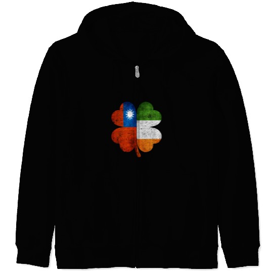 Taiwanese Irish Shamrock Taiwan Ireland Flag Zip Hoodies