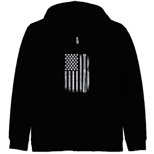 Baseball vintage American flag baseball fan Zip Hoodies