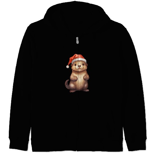 Christmas Merry Christmas For Gift Christmas Otter Zip Hoodies