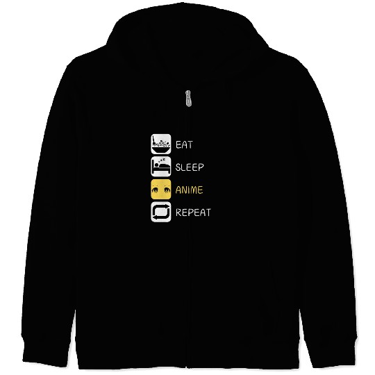 Eat Sleep Anime Repeat Japanese Culture Zip Hoodies