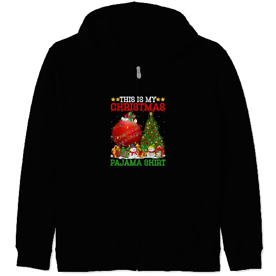 Cricket Ball Christmas Tree Lights Zip Hoodies