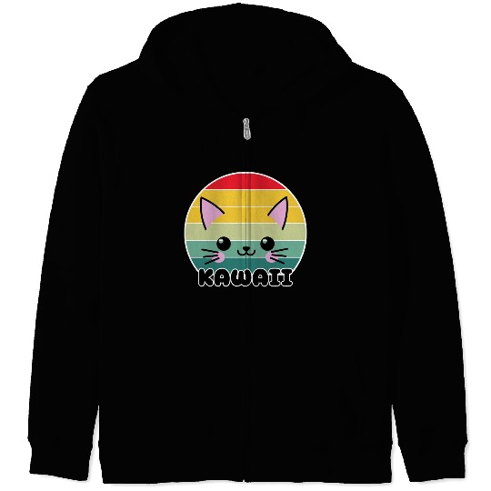 Kawaii Cat Face, Cat Lovers Zip Hoodies