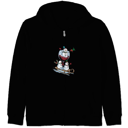 Christmas Wine Glasses Zip Hoodies