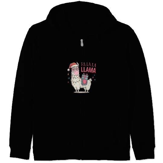 Christmas Llamas, Fa La La Llama Zip Hoodies