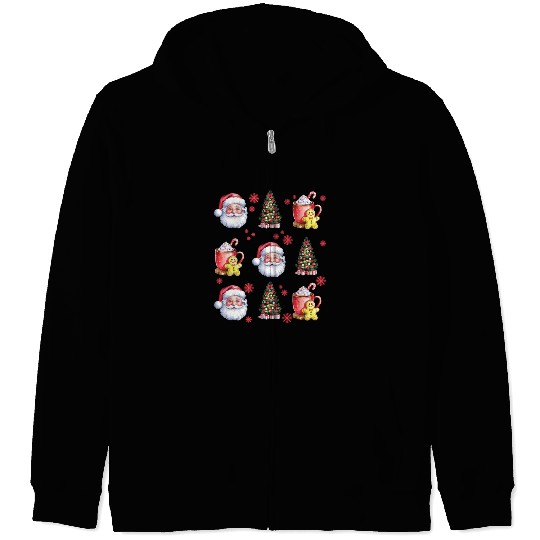 Santa Christmas, Christmas Retro Zip Hoodies