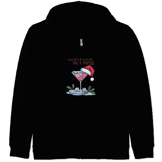 Santa Favorite Hot Mess, Merry Christmas Zip Hoodies