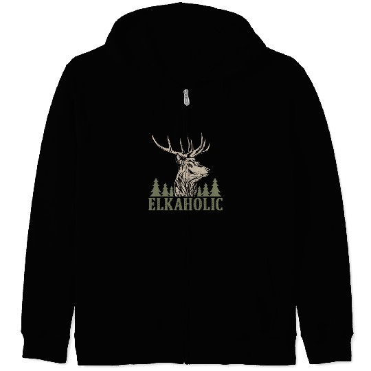 Elk Hunting Elkaholic Hunters Zip Hoodies