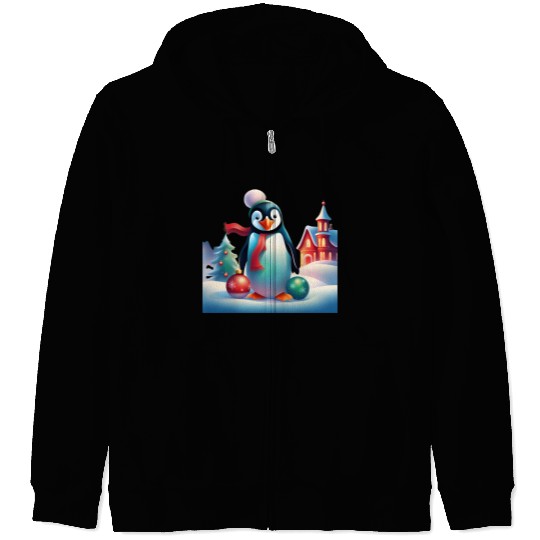Christmas Merry Christmas For Gift Penguin Snowman Zip Hoodies