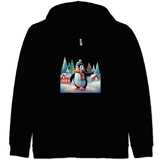 Christmas Merry Christmas For Gift Penguin Snowman Zip Hoodies