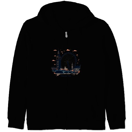 London Landmarks Time for Tea Zip Hoodies