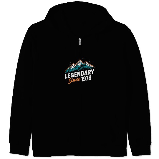 Legendary Since 1978 Hiker Birthday Mountain Zip Hoodies