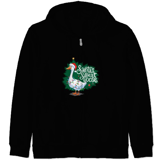 Santa s silliest goose Funny Christmas Family Zip Hoodies