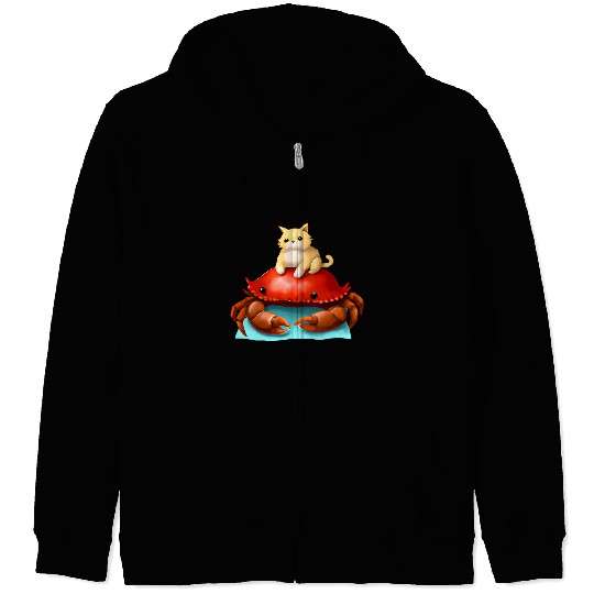 Cat and crab friends Zip Hoodies