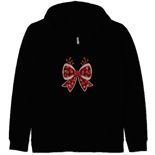 Christmas Coquette Bow, Merry Christmas Zip Hoodies