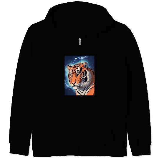 Galaxy Dream: Tiger in the Cosmos Zip Hoodies