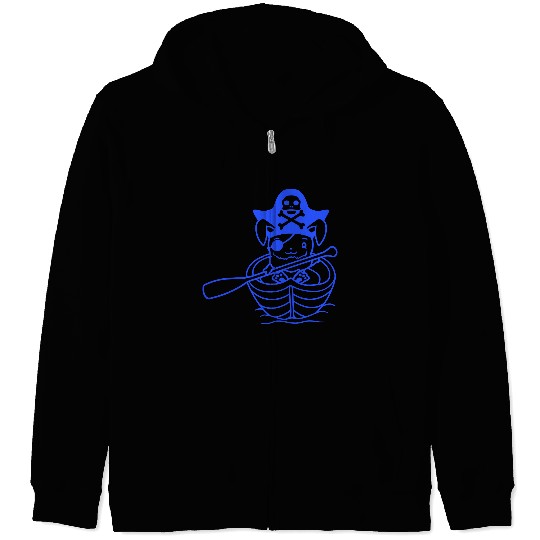 Rabbit Pirate Paddle Bunny Buccaneer Rowboat Comic Zip Hoodies